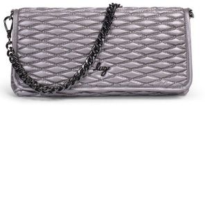 Lug Metallic Quilted Shoulder Bag w/ Chain Strap Strut Metallic Pearl